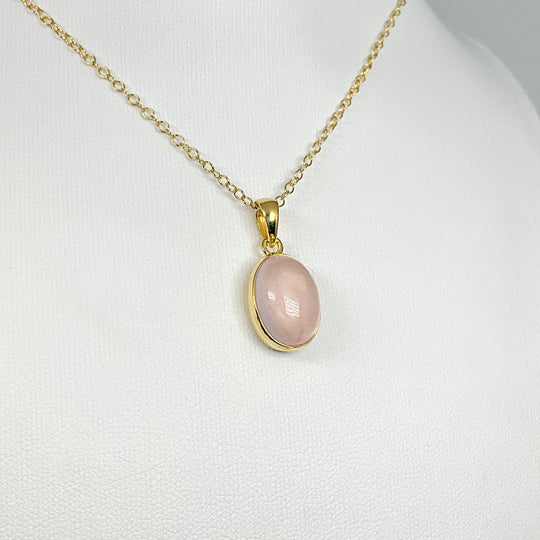 Rose Quartz Gold Finish Pendant - Rocks and Gems Canada