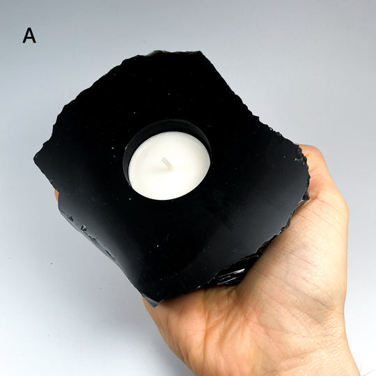 Black Obsidian Candle Holder - Rocks and Gems Canada