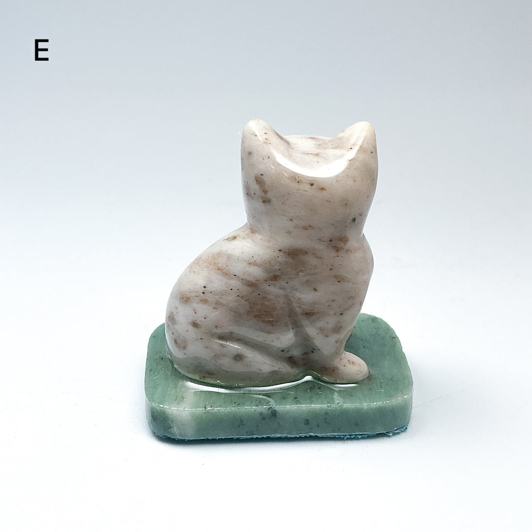 Champagne Jade Cat On Base - Rocks and Gems Canada
