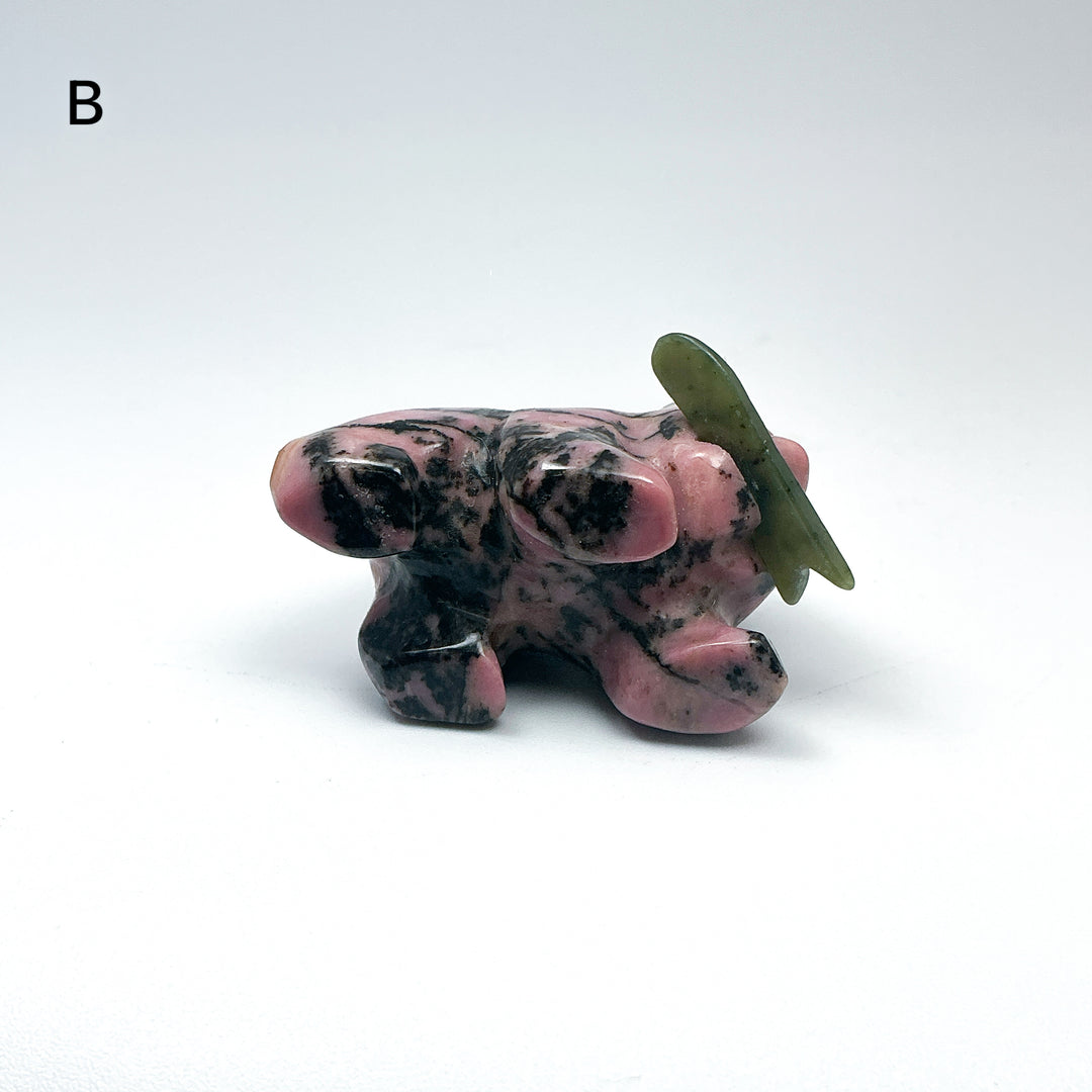 Rhodonite Bear with Canadian Jade Fish Carving - Rocks and Gems Canada