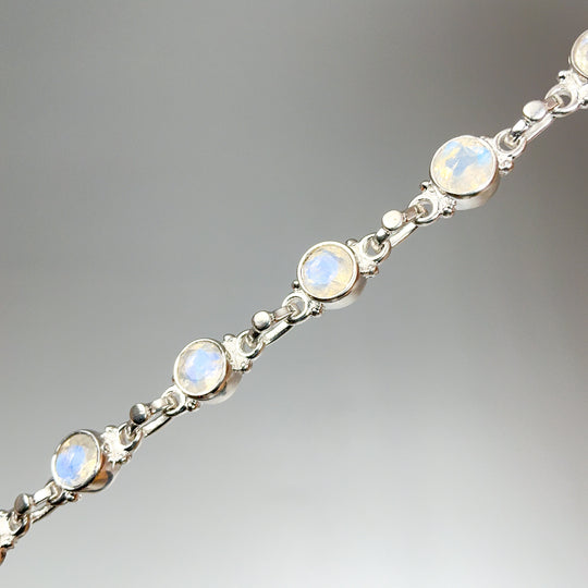 Rainbow Moonstone Sterling Silver Bracelet
