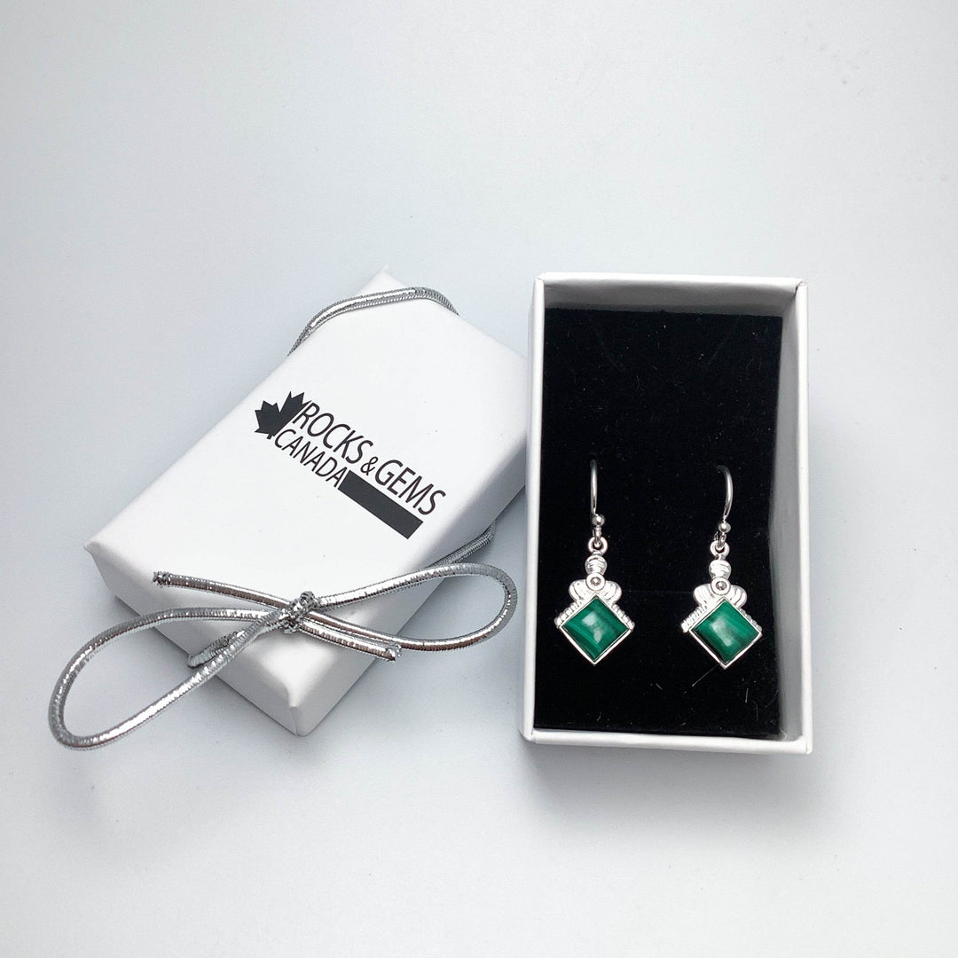 Malachite Dangle Earrings - Rocks and Gems Canada