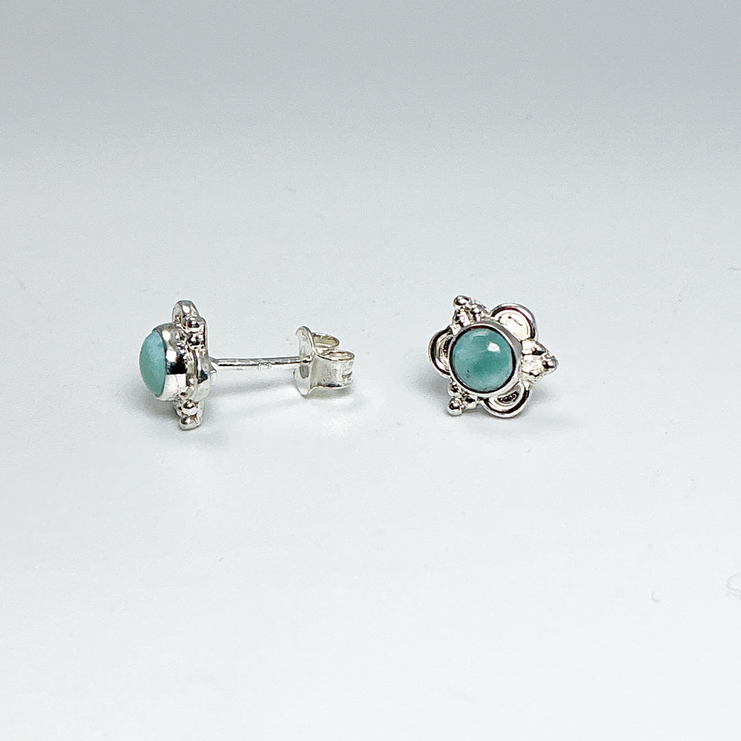 Larimar Stud Earrings-Rocks and Gems Canada