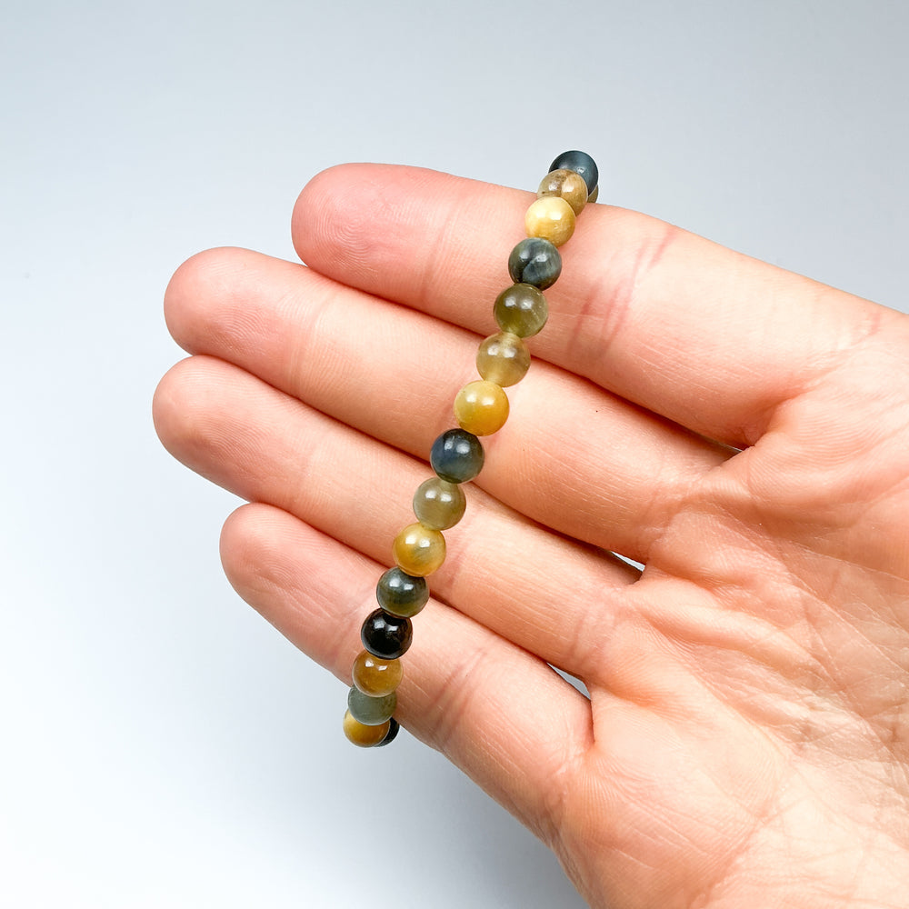 Blue and Gold Tiger Eye Beaded Bracelet