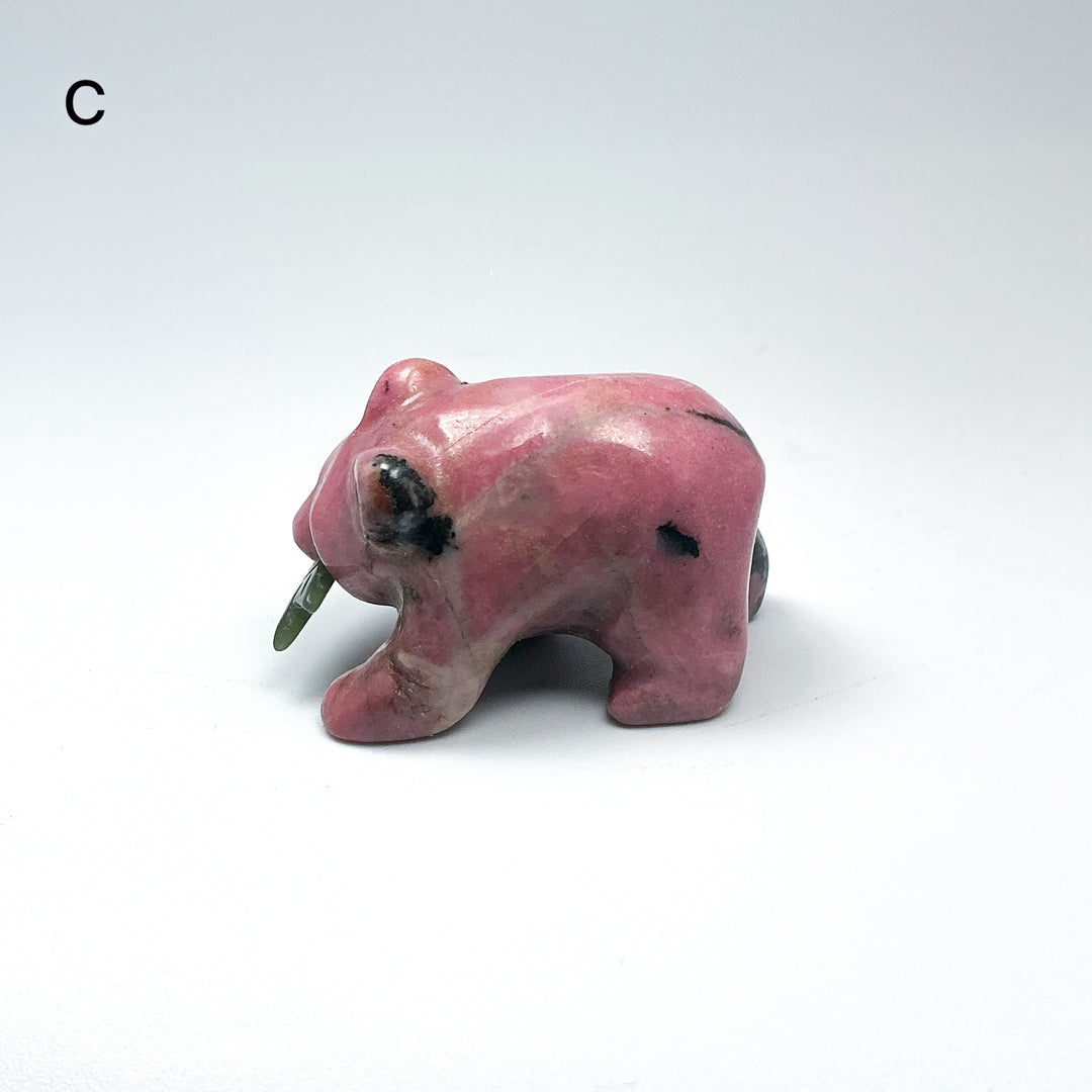 Rhodonite Bear with Canadian Jade Fish Carving - Rocks and Gems Canada