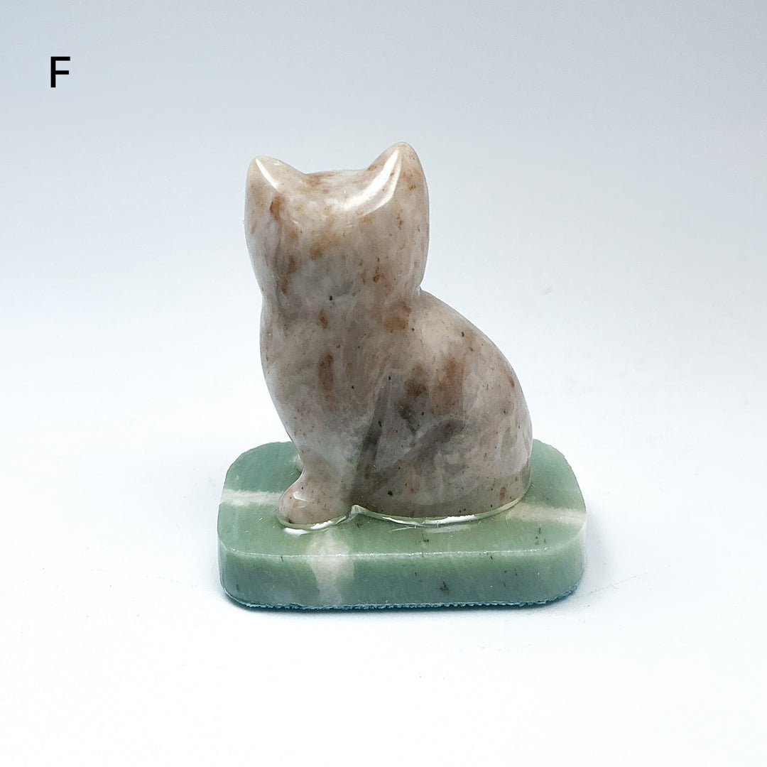 Champagne Jade Cat On Base - Rocks and Gems Canada