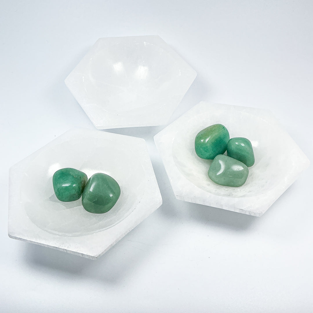 Selenite Hexagon Bowl - Rocks and Gems Canada