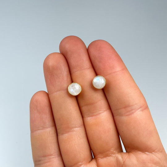 Rainbow Moonstone Stud Earrings - Rocks and Gems Canada