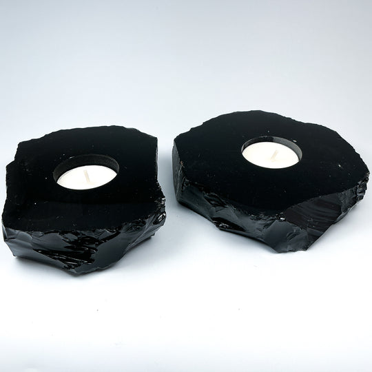 Black Obsidian Candle Holder - Rocks and Gems Canada