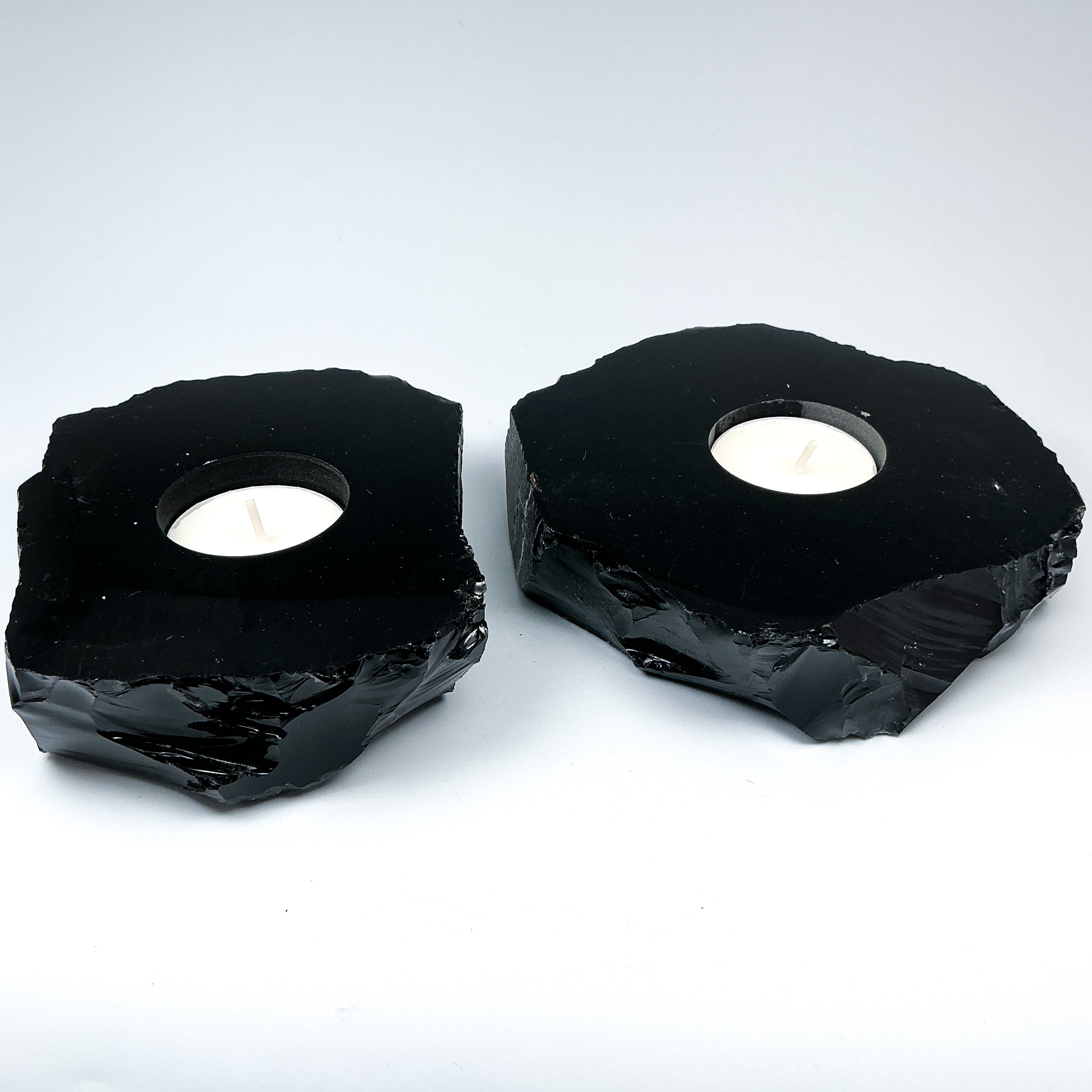 Black Obsidian Candle Holder - Rocks and Gems Canada