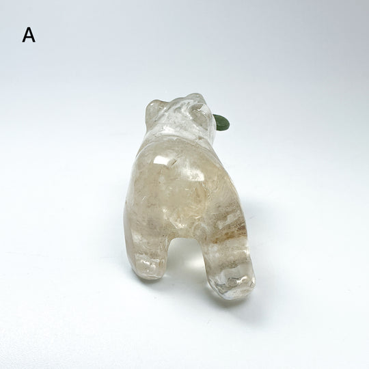 Clear Quartz Bear with Canadian Jade Fish Carving - Rocks and Gems Canada