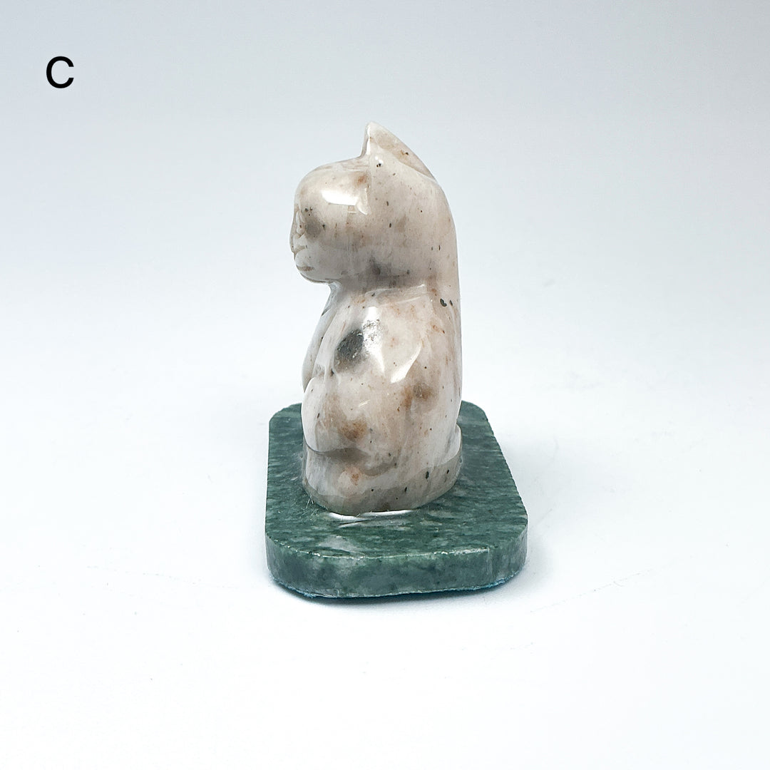 Champagne Jade Cat On Base - Rocks and Gems Canada