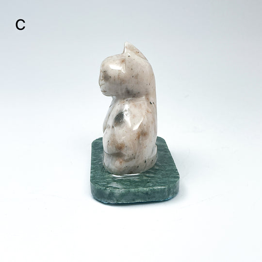 Champagne Jade Cat On Base - Rocks and Gems Canada
