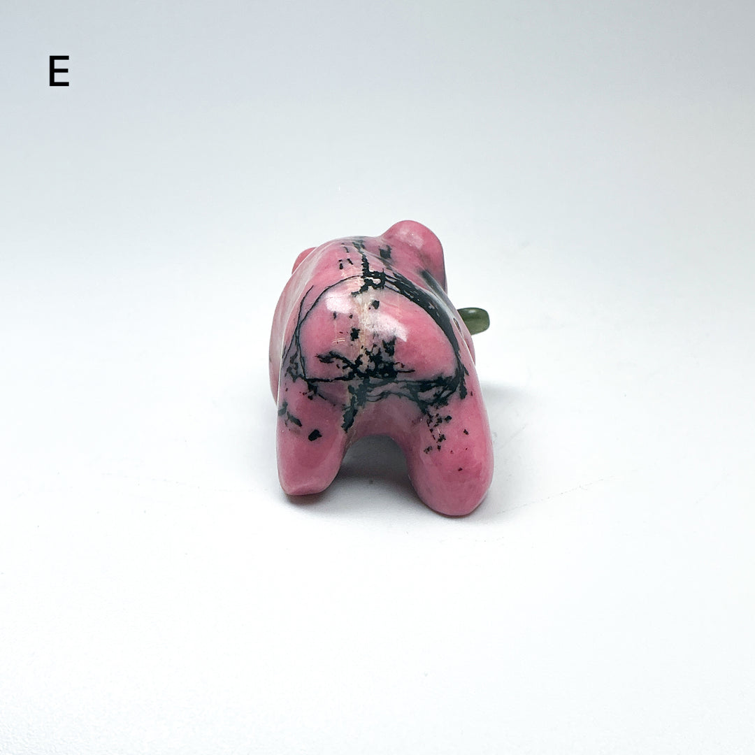 Rhodonite Bear with Canadian Jade Fish Carving - Rocks and Gems Canada