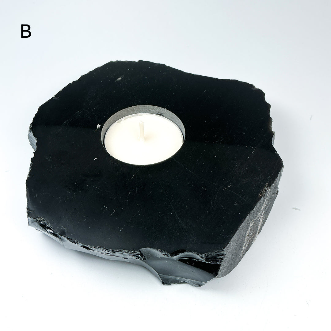 Black Obsidian Candle Holder - Rocks and Gems Canada