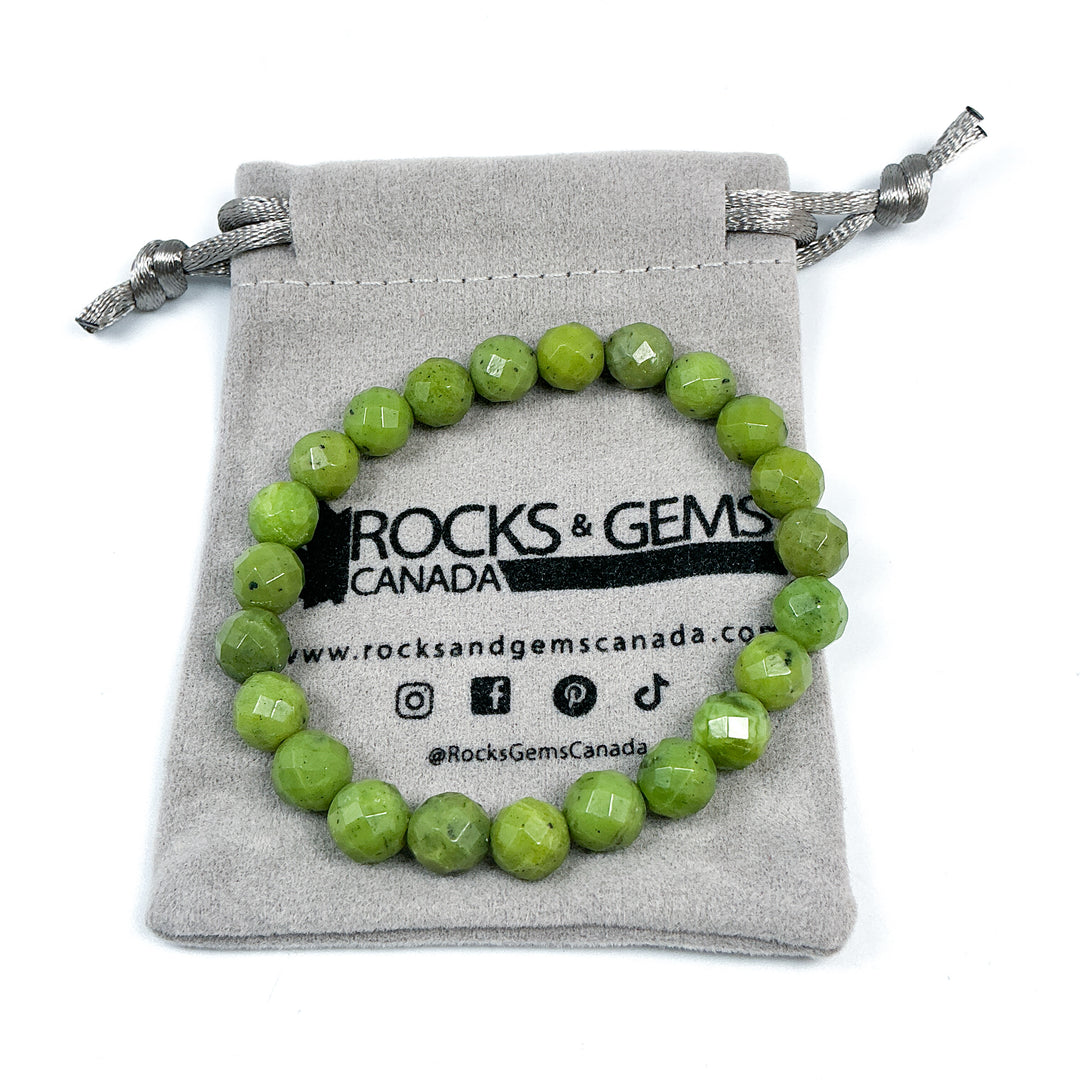 Canadian Jade Faceted Beaded Bracelet - Rocks and Gems Canada
