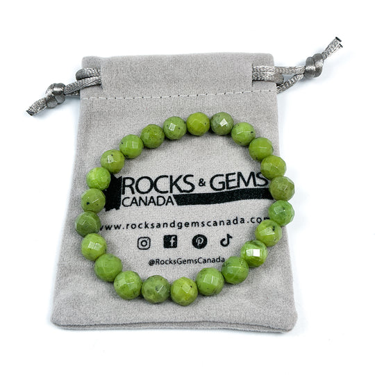 Canadian Jade Faceted Beaded Bracelet - Rocks and Gems Canada
