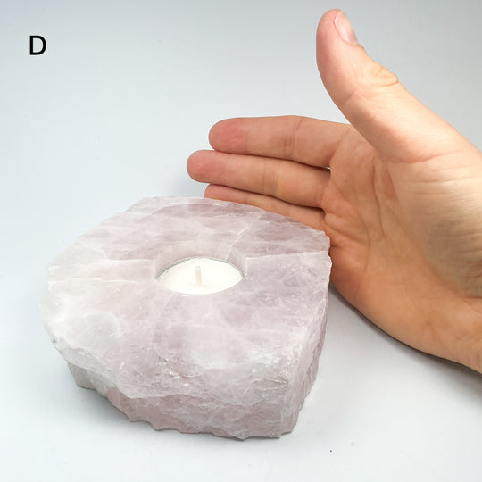 Rose Quartz Candle Holder - Rocks and Gems Canada