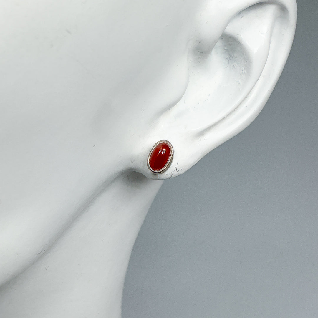 Carnelian Agate Stud Earrings