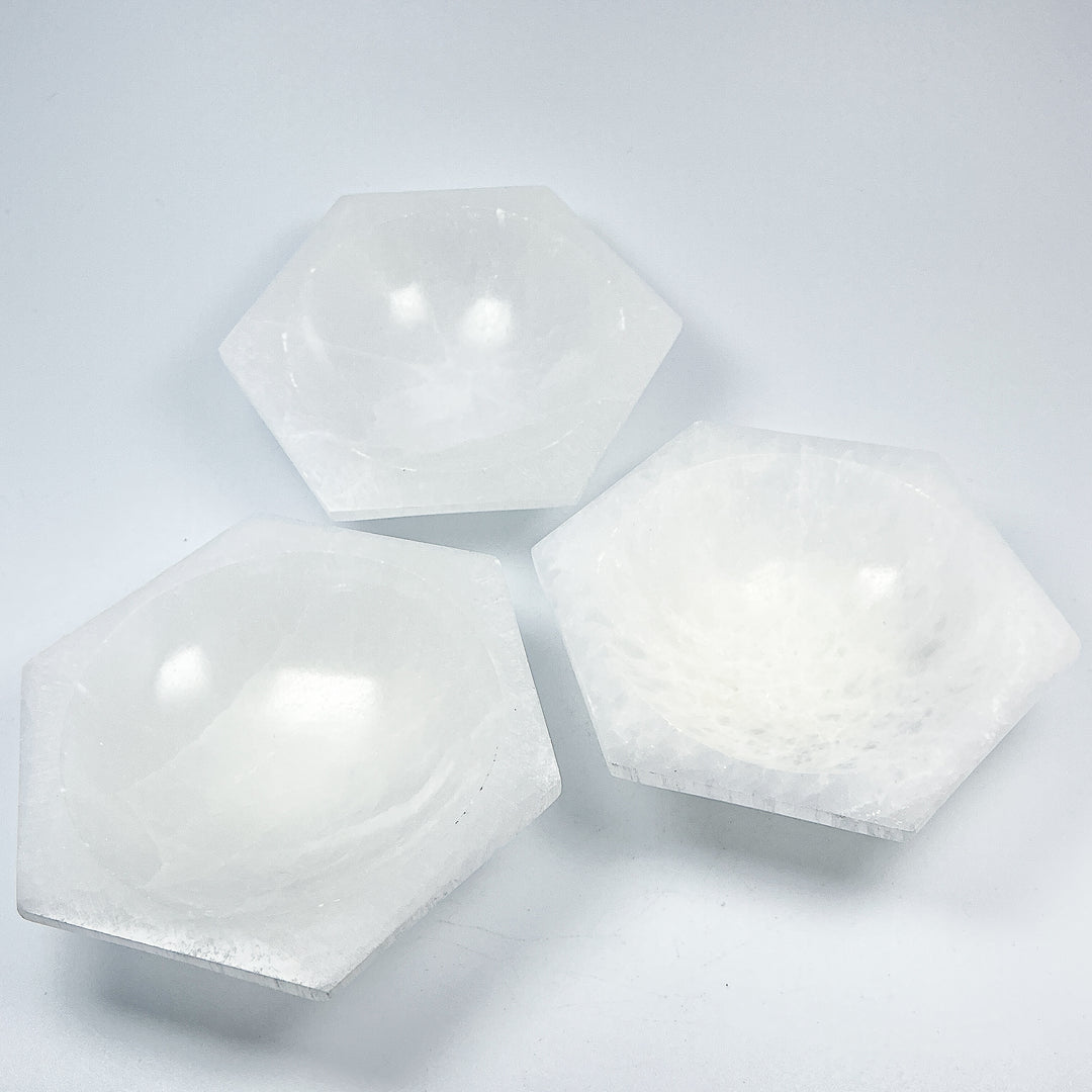 Selenite Hexagon Bowl - Rocks and Gems Canada