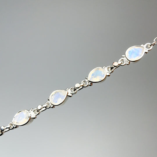 Rainbow Moonstone Sterling Silver Bracelet