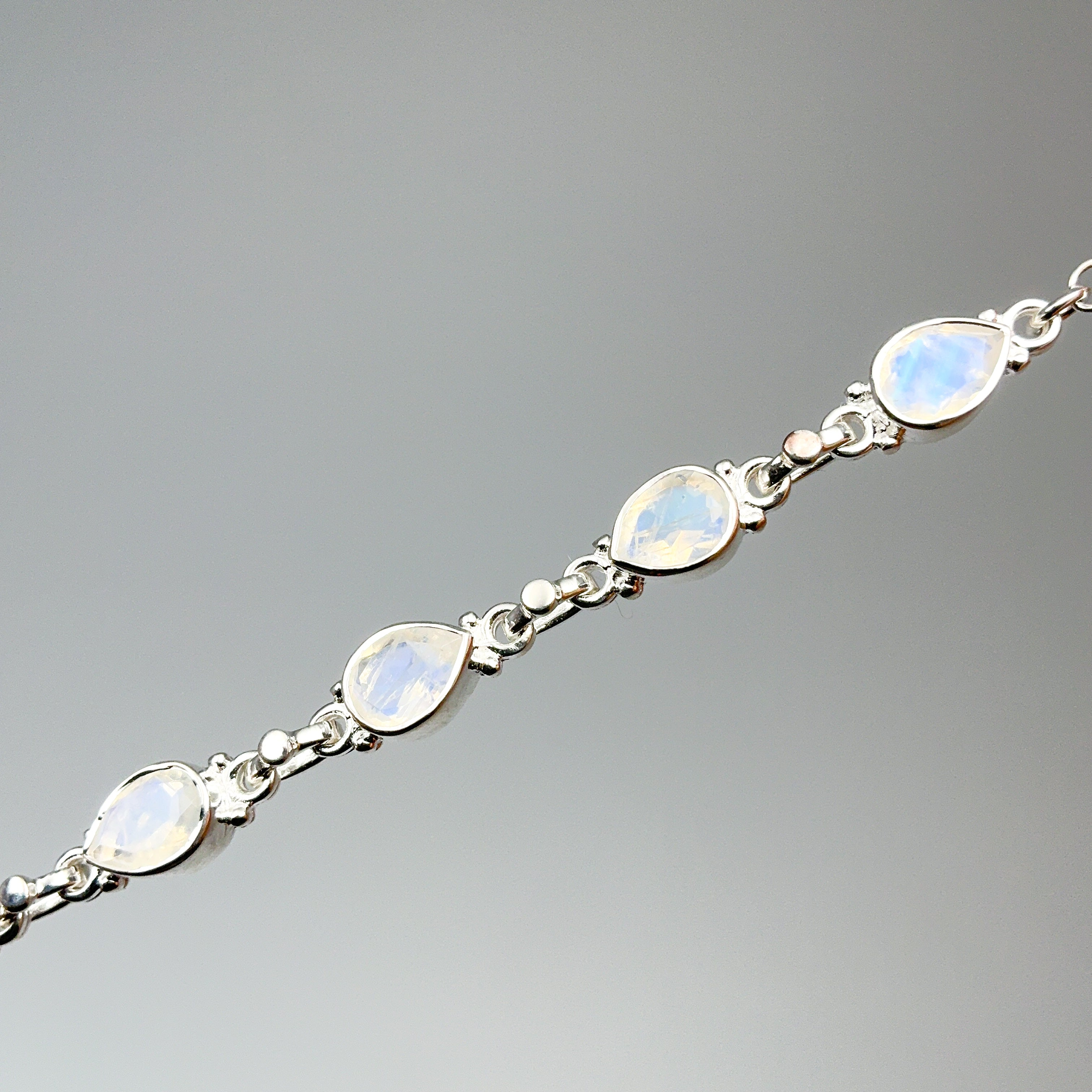 Rainbow Moonstone Sterling Silver Bracelet - Rocks and Gems Canada