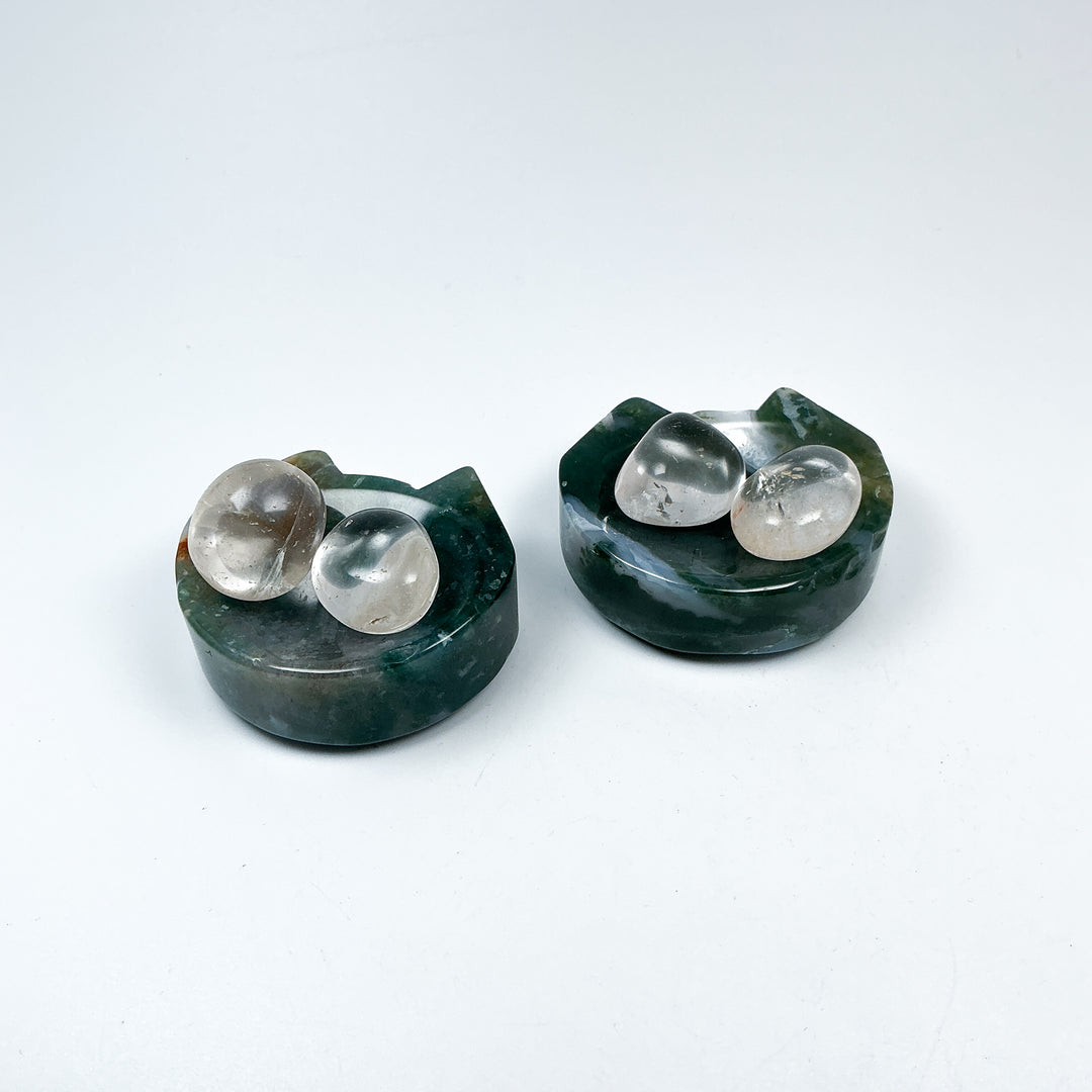 Moss Agate Cat Bowl - Rocks and Gems Canada
