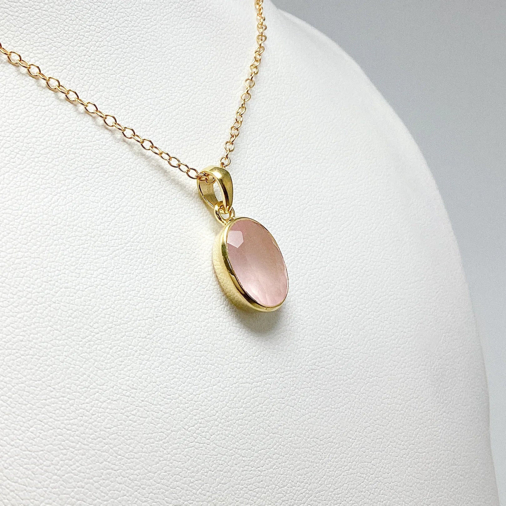 Rose Quartz  Gold Finish Pendant - Rocks and Gems Canada