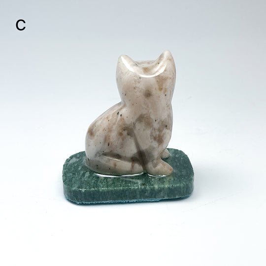 Champagne Jade Cat On Base - Rocks and Gems Canada