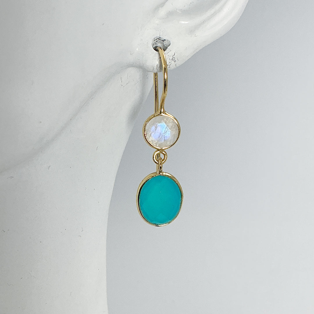 Blue Onyx and Moonstone Dangle Earrings - Rocks and Gems Canada