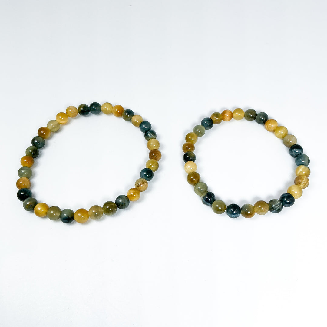 Blue and Gold Tiger Eye Beaded Bracelet