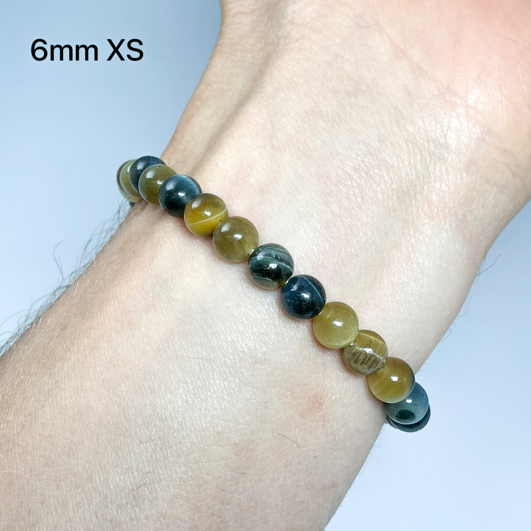 Blue and Gold Tiger Eye Beaded Bracelet