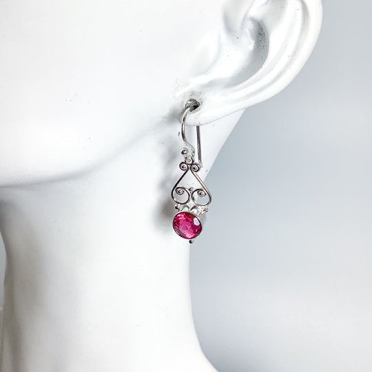 Pink Tourmaline Dangle Earrings