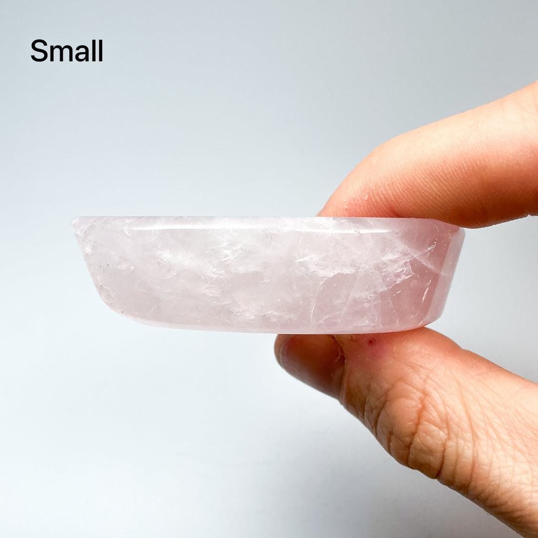Carved Rose Quartz Half Moon Bowl - Rocks and Gems Canada
