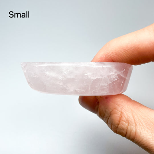 Carved Rose Quartz Half Moon Bowl - Rocks and Gems Canada