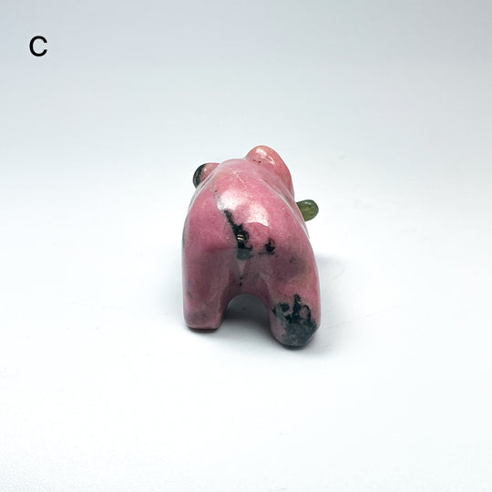 Rhodonite Bear with Canadian Jade Fish Carving - Rocks and Gems Canada
