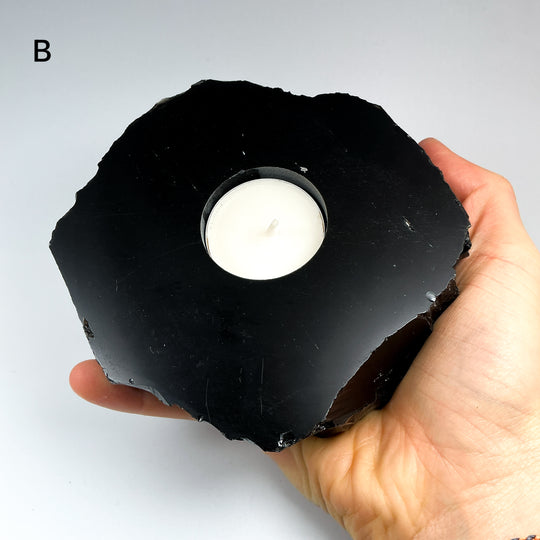 Black Obsidian Candle Holder - Rocks and Gems Canada