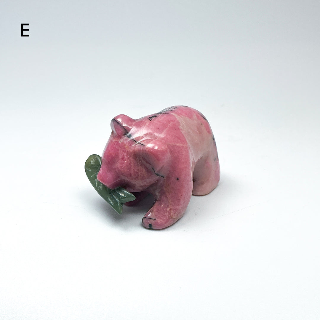 Rhodonite Bear with Canadian Jade Fish Carving - Rocks and Gems Canada