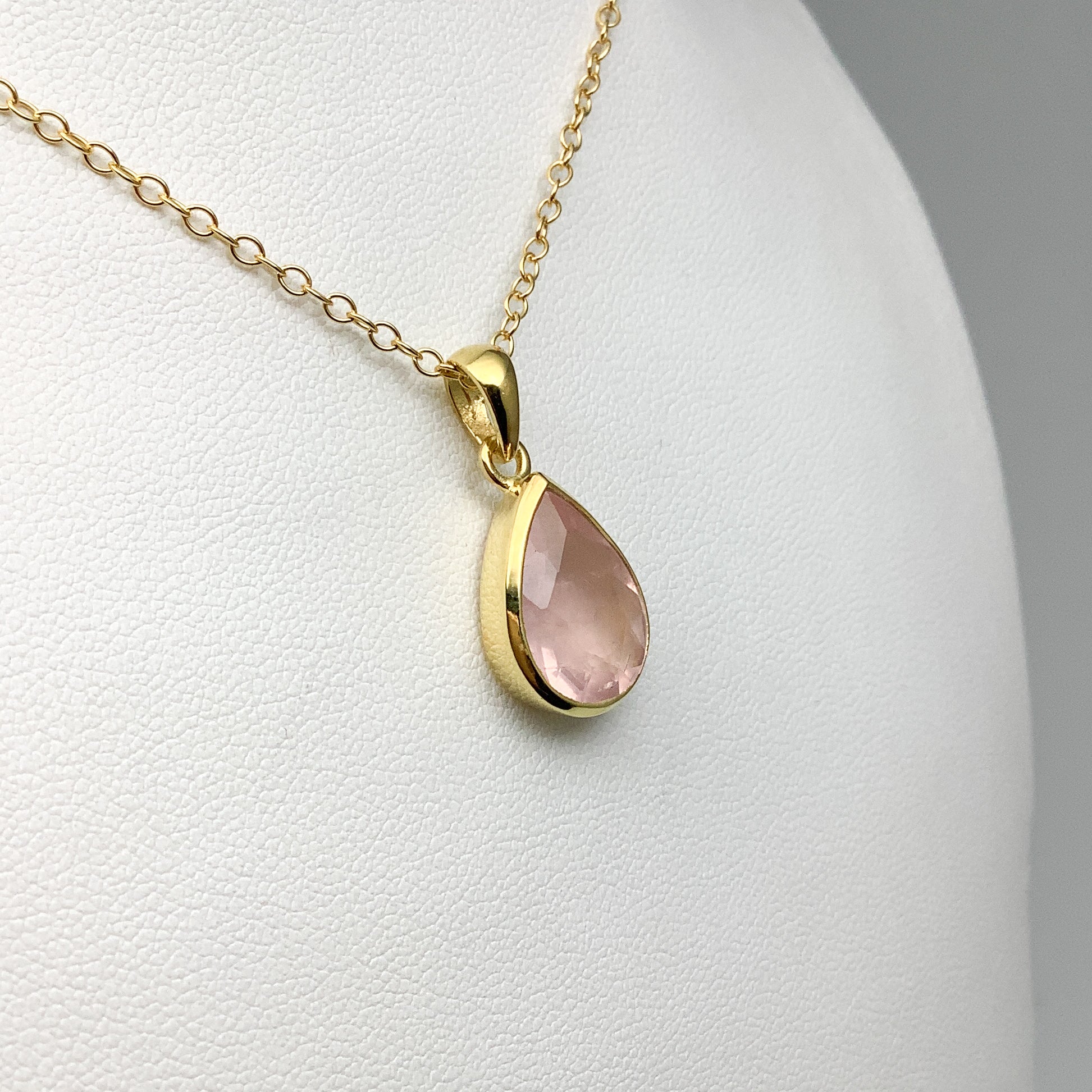 Rose Quartz Gold Finish Pendant - Rocks and Gems Canada