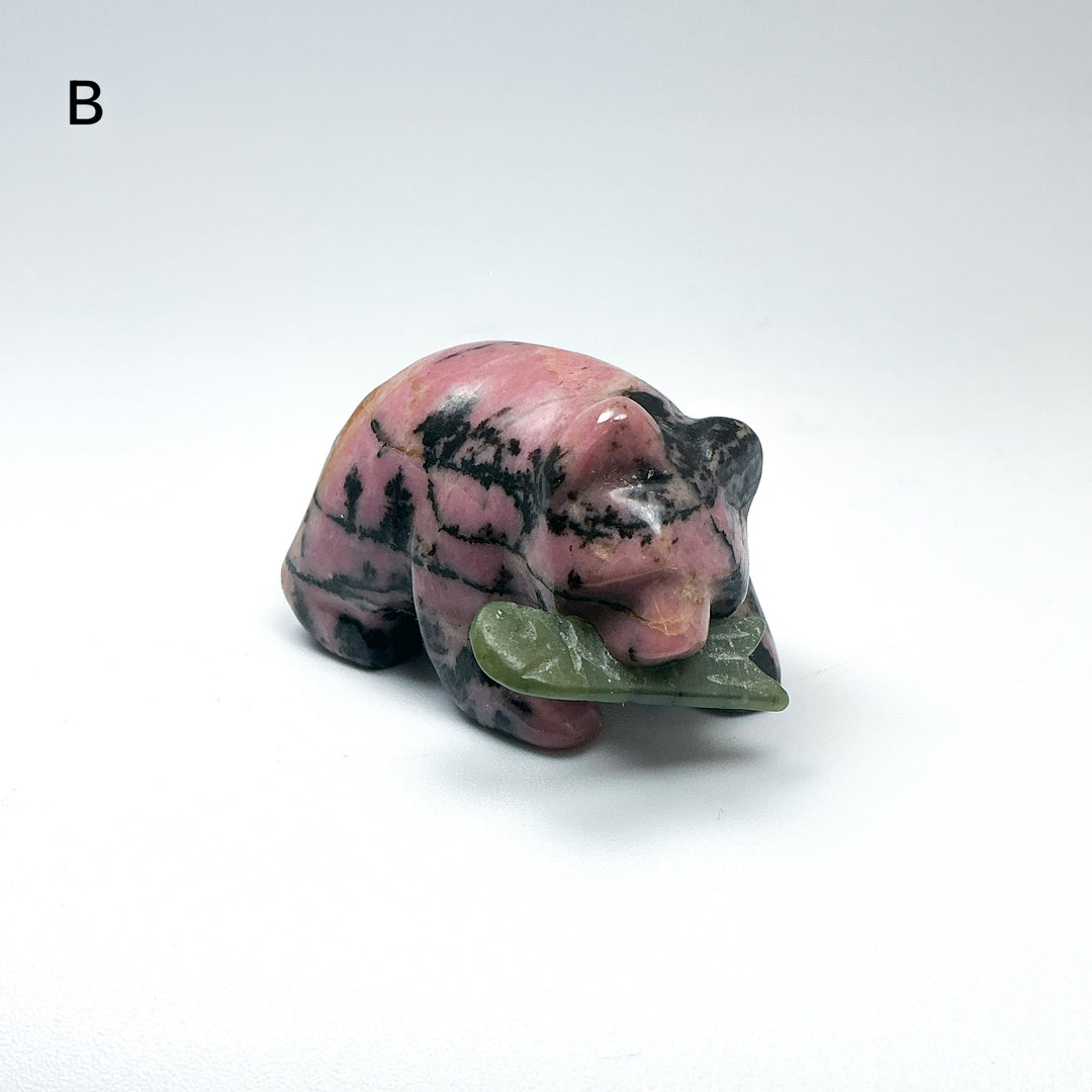 Rhodonite Bear with Canadian Jade Fish Carving - Rocks and Gems Canada