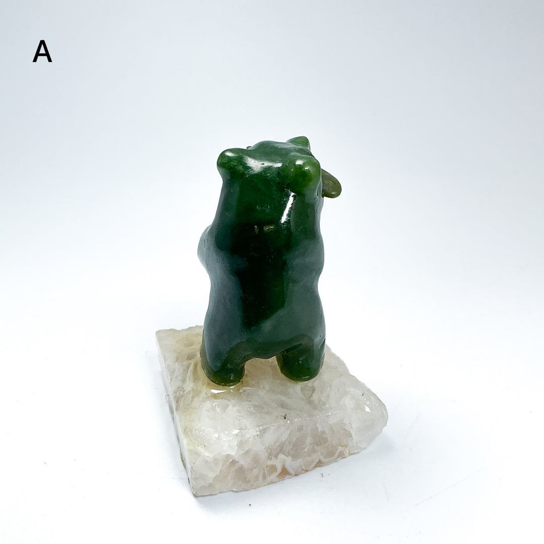 Jade Bear Carving on Base