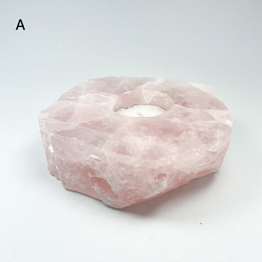 Rose Quartz Candle Holder - Rocks and Gems Canada