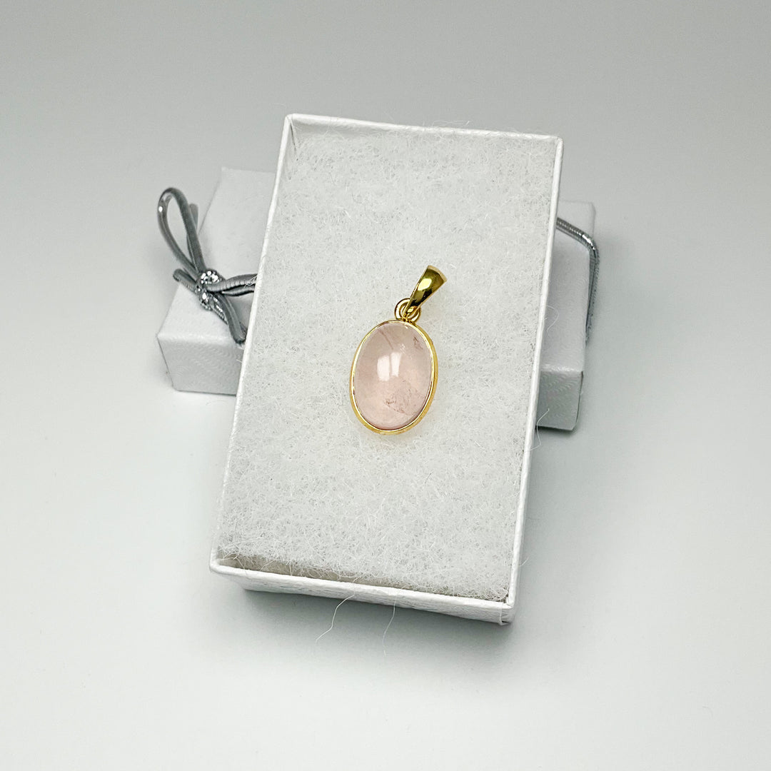 Rose Quartz Gold Finish Pendant - Rocks and Gems Canada
