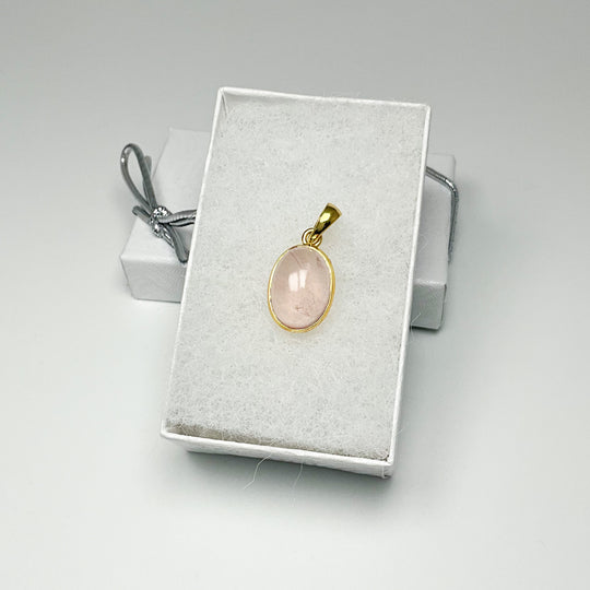 Rose Quartz Gold Finish Pendant - Rocks and Gems Canada