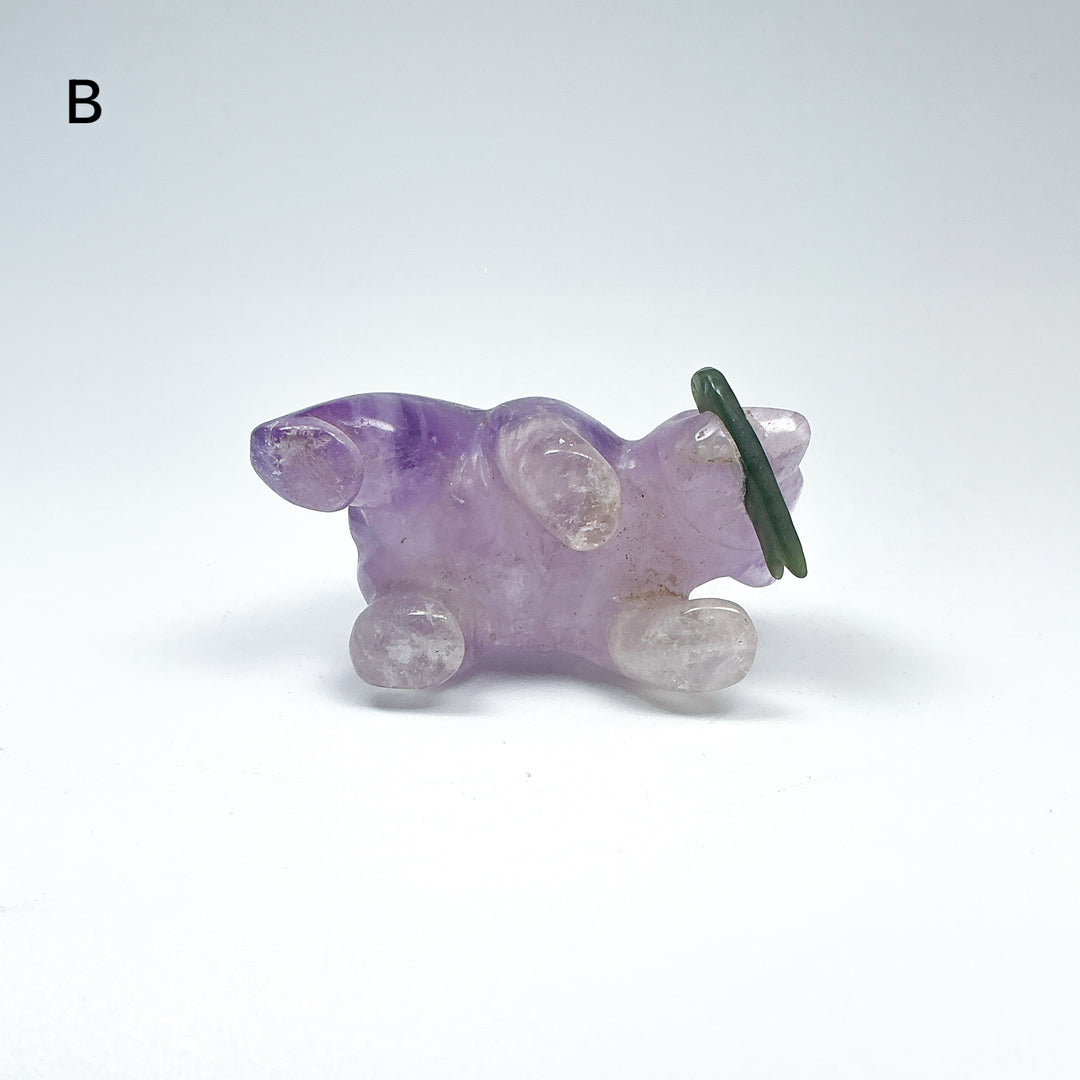 Amethyst Bear with Canadian Jade Fish Carving - Rocks and Gems Canada