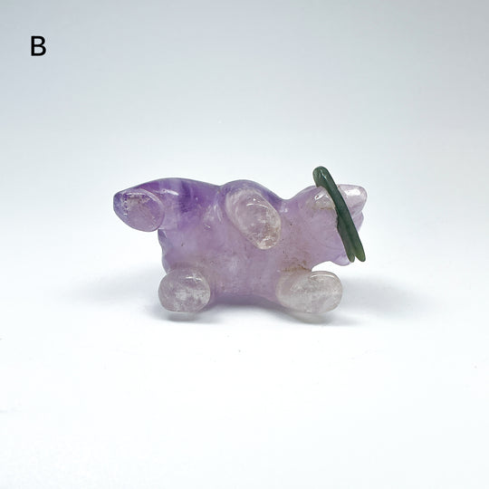 Amethyst Bear with Canadian Jade Fish Carving - Rocks and Gems Canada