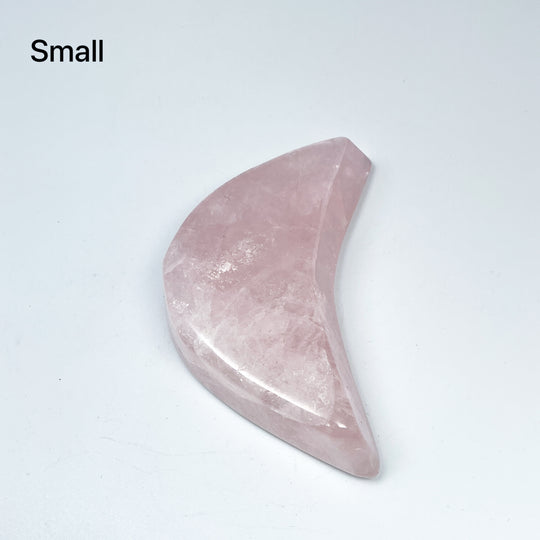 Carved Rose Quartz Half Moon Bowl - Rocks and Gems Canada