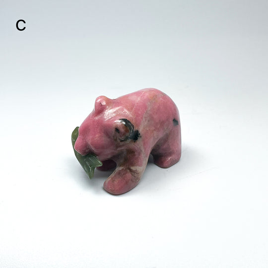 Rhodonite Bear with Canadian Jade Fish Carving - Rocks and Gems Canada