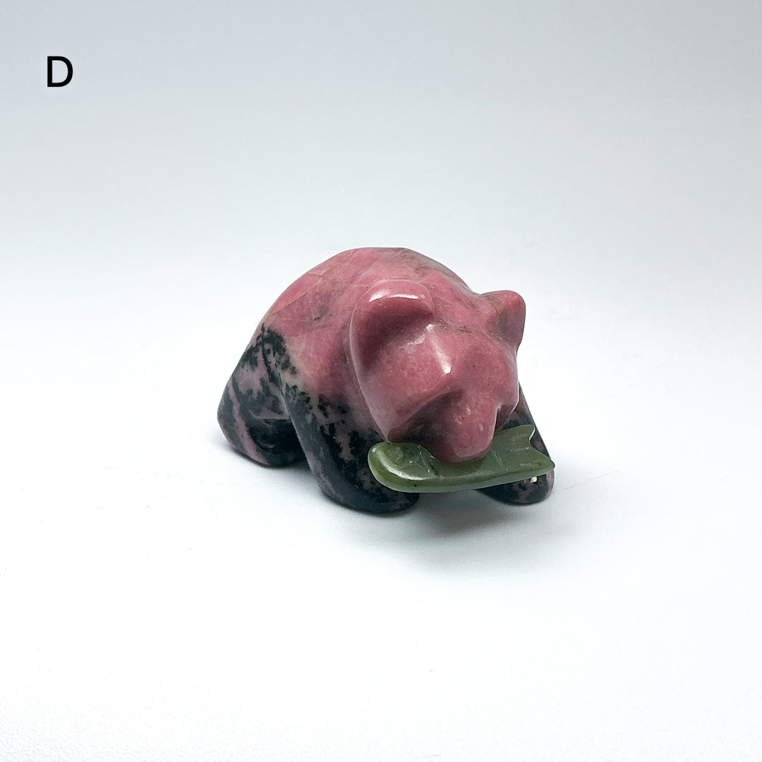 Rhodonite Bear with Canadian Jade Fish Carving - Rocks and Gems Canada