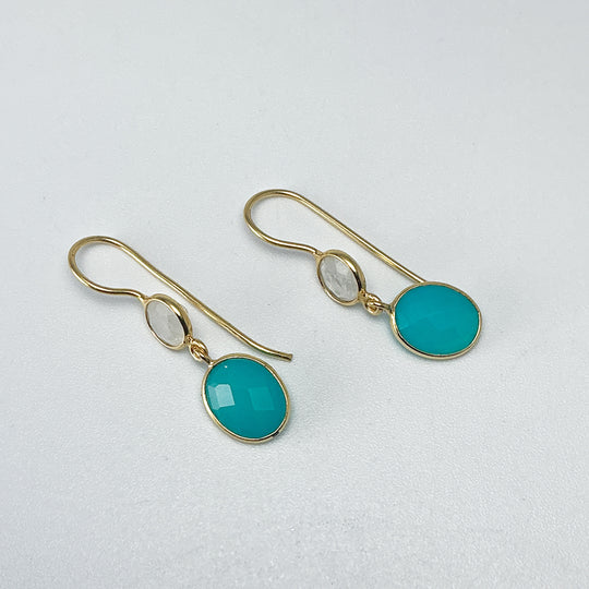 Blue Onyx and Moonstone Dangle Earrings - Rocks and Gems Canada